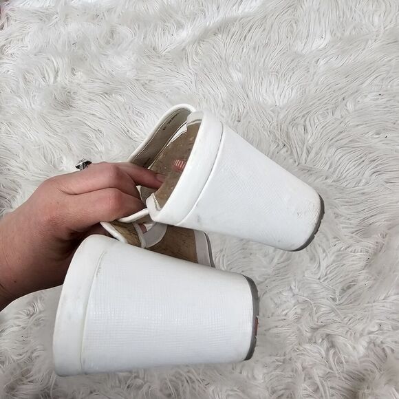 Vintage Prada Wedges 37 Cork Flip Flop Thong White - Picture 5 of 6